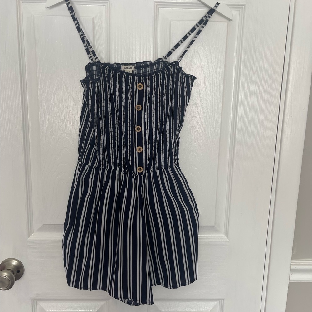 Garage White and Blue Dress with Nautical Stripes